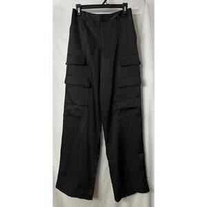 NWT Noli Womens Black Casual Satin Cargo‎ Pants Slacks Trousers Size 6